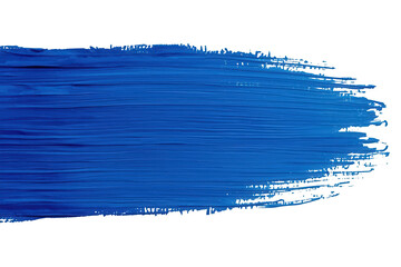 Blue paint brush stroke creating a textured smear with acrylic paint, abstract design on transparent background