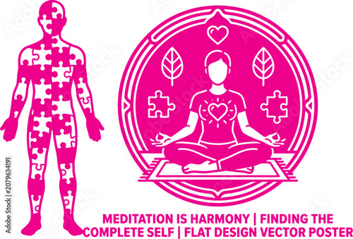 Fotografie Happy world mental health day meditation self harmony and completeness vector illustration