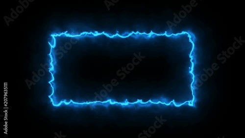 rectangle frame icon animation glowing neon pink and blue color bordar frame display box round shape retro screen photo frame rotation seamless footage line movement on black background.