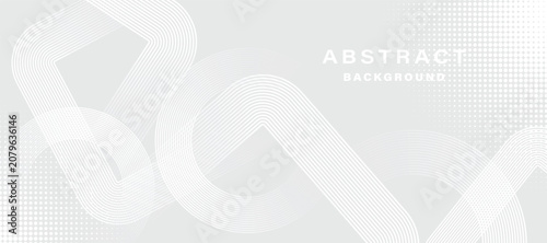 Canvastavla Abstract white and gray background with interwoven curved lines and halftone dot pattern