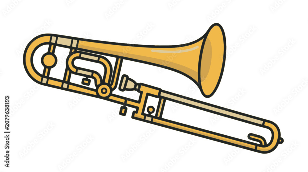 Obraz premium Trombone flat vector illustration cute cartoon icon design