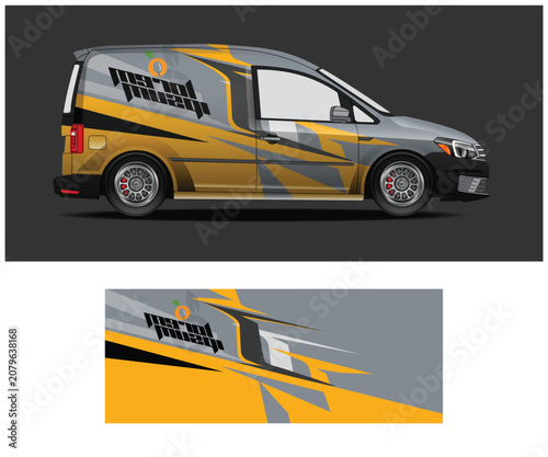 Modern Van Wrap Design with Abstract Elements