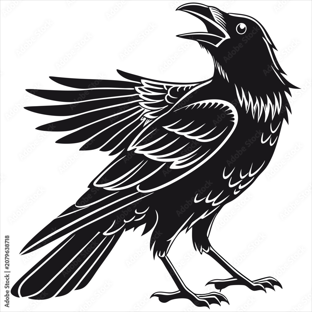 Obraz premium silhouette crow image on white background 