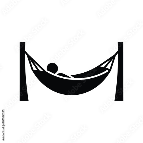 Outdoor Relaxation Hammock Solid Silhouette Icon Design Collection