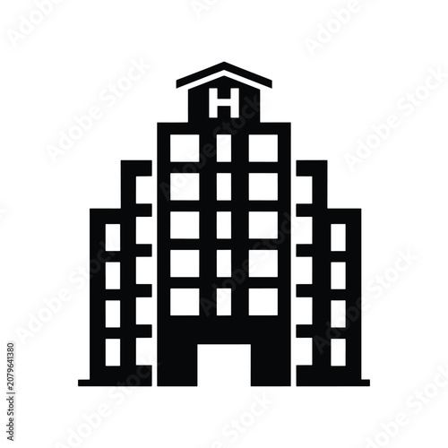 Hotel Building Hospitality Tourism Solid Silhouette Icon Design Collection