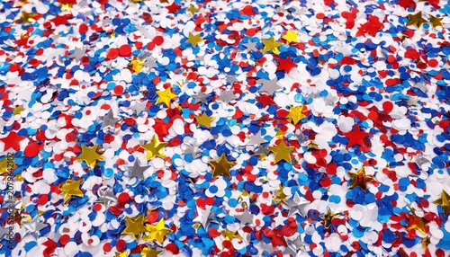 Patriotic Red White Blue Confetti with Metallic Stars