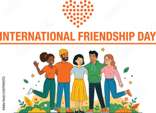International friendship day illustration diverse friends celebrating together vector graphic