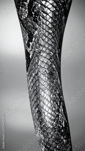 Close-up of textured black snakeskin pattern material.