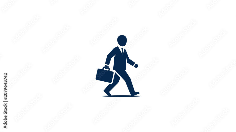 Fototapeta premium Businessman walking with briefcase in hand.
