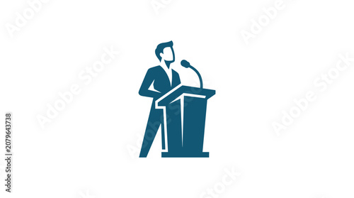 Canvastavla Businessman Speaking at a Podium.
