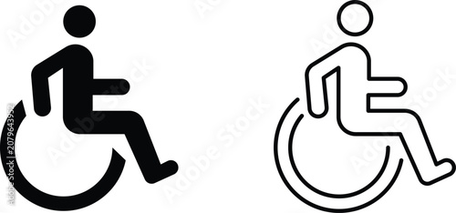 Wheelchair Accessibility Disability Icon Collection With Accessible User Symbols In Solid And Outline Styles For Inclusive Vector Design