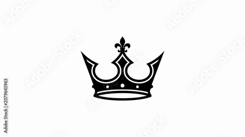Fotografie Black crown icon royal symbol.