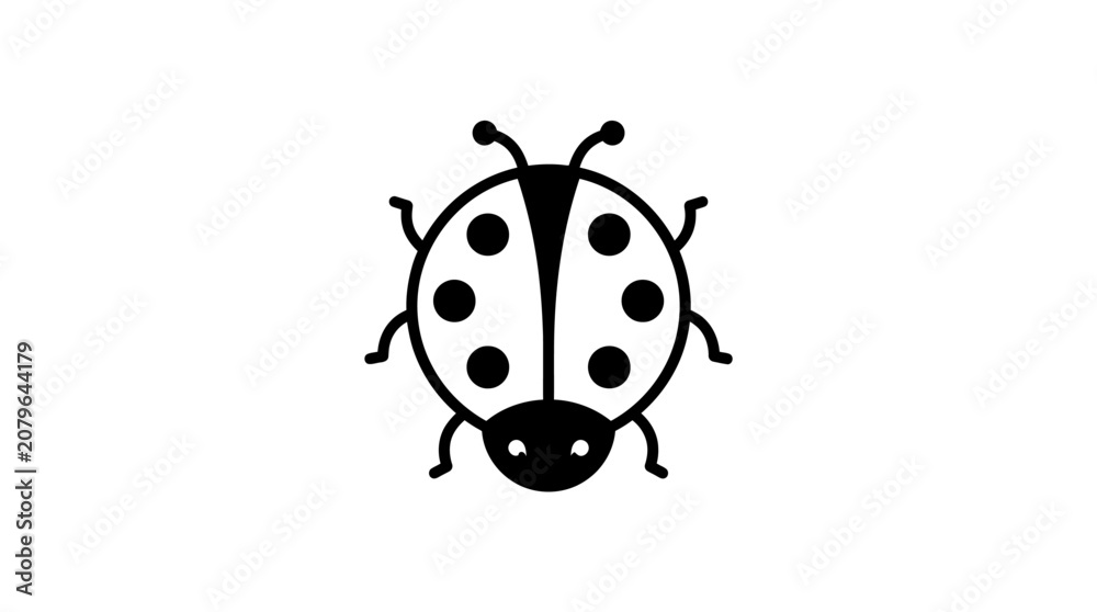 Naklejka premium Black ladybug insect with spots.