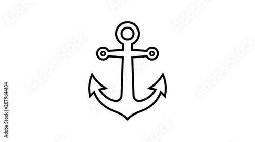 Black line art anchor symbol icon.