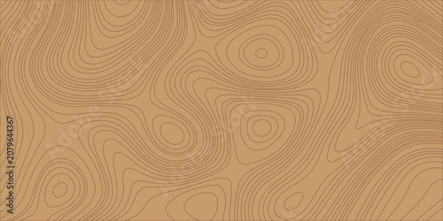 Cuadro en lienzo Abstract topographic map contour lines pattern on light brown background resembling natural wood grain texture backdrop