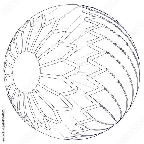 Abstract Geometric Line Art Mandala Design Forming Circular Pattern Of Flowers
