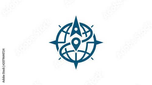 Blue Compass Navigation Symbol Icon Design.