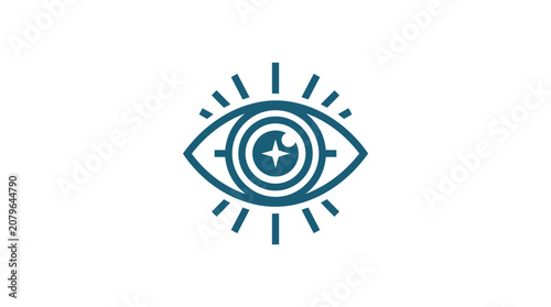 Cuadro en lienzo Blue eye with medical cross symbol.