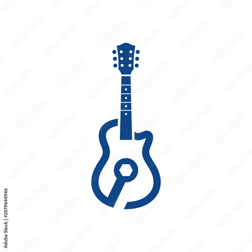Naklejka premium Blue Guitar Icon Music Symbol Design.