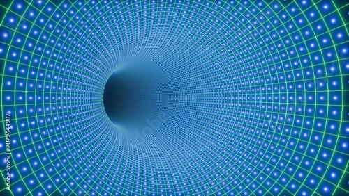 Φωτογραφία Abstract 3D digital blue vortex tunnel background