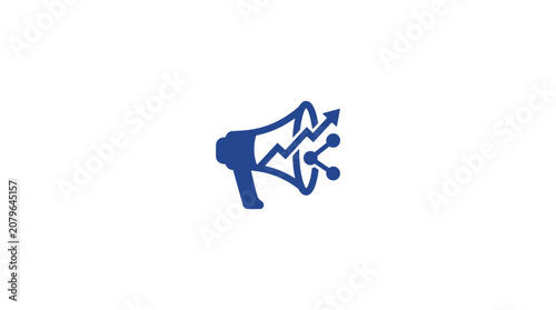 Canvas-taulu Blue Megaphone Icon With Sound Waves.