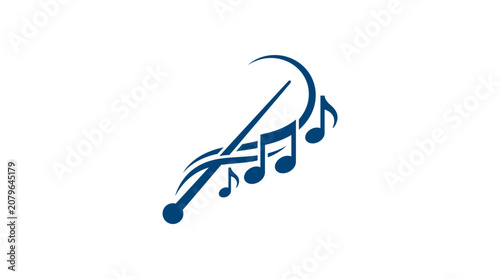 Fotografi Blue musical notes on white background.