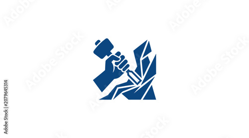 Bild auf Leinwand Blue silhouette of a hammer.