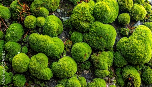 Close up of vibrant green moss on rocks