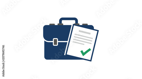 Business Briefcase with Clipboard Document.