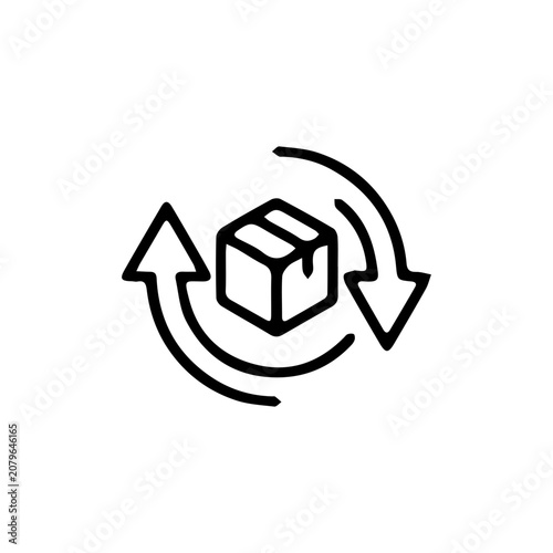 parcel return box line icon. package exchange shipping, quick replacement service, warehouse inventory freight location tracking minimal vector illustration. simple black outline sign. editable stroke