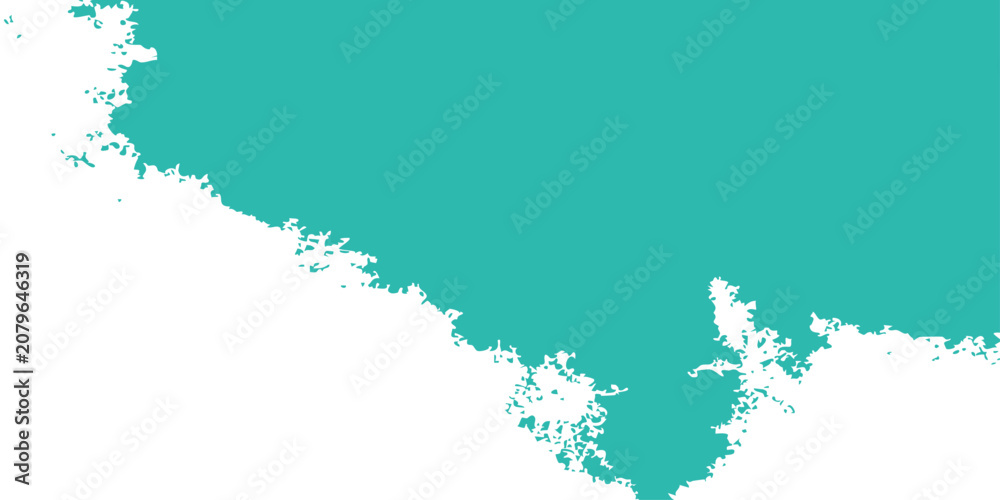 Fototapeta premium abstract turquoise shape with jagged irregular edge transitioning into white background resembling artistic coastline for design use