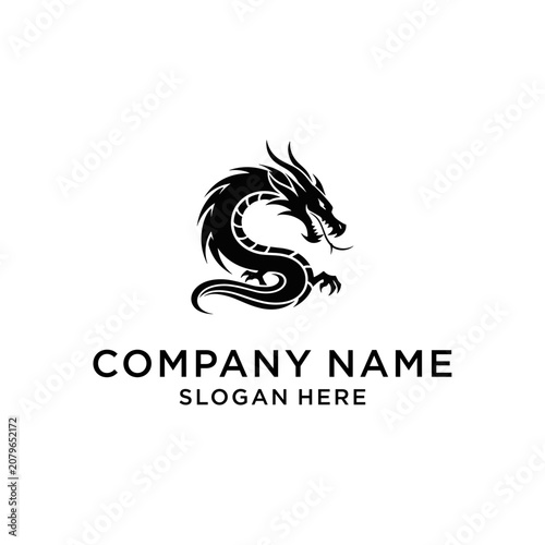 Φωτογραφία Black dragon silhouette corporate branding logo.