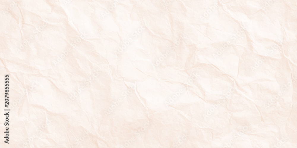 Fototapeta premium Crushed beige paper texture, abstract crumpled background, surface detail.