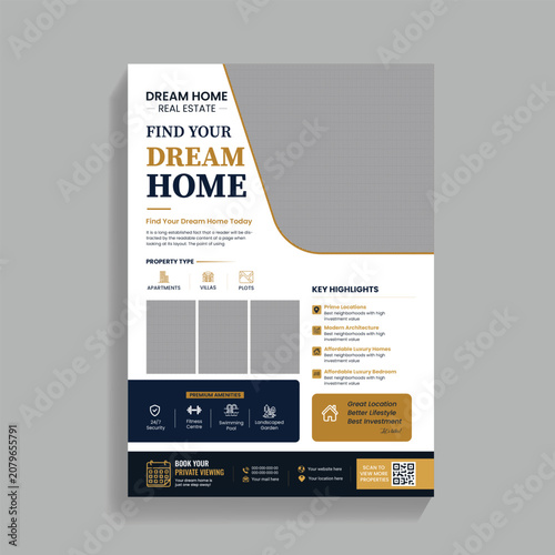 Dream Home Real Estate Flyer with Property Types brochure