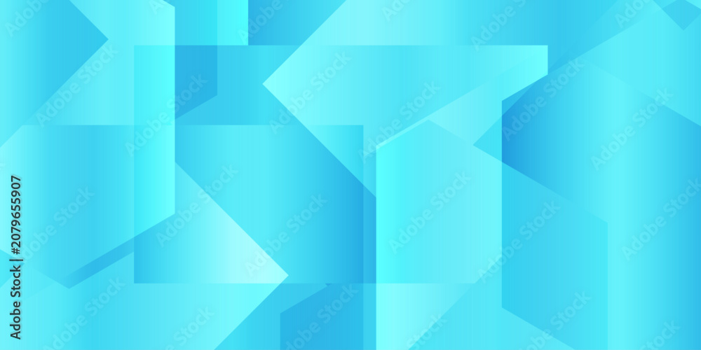 Obraz premium Abstract geometric background in shades of blue and turquoise, with overlapping shapes creating a sense of depth and modern design.
