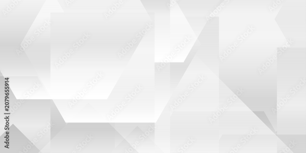 Fototapeta premium Geometric abstract background with overlapping translucent shapes in varying shades of white and grey, creating a sense of depth and subtle complexity.