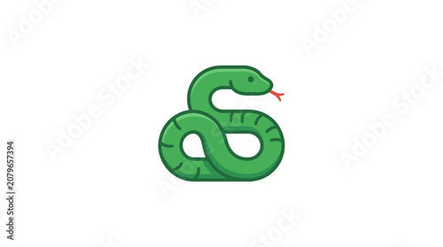 Minimalist Green Snake Vector Illustration