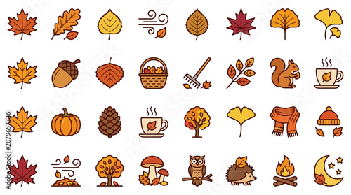 Autumn Seasonal Icon Set