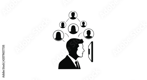 Businessman interacting with social media network on tablet