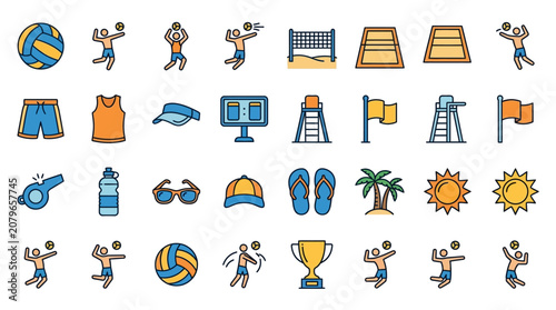 Beach Volleyball Icon Set