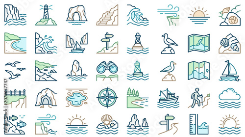 Coastal and Nautical Icon Set