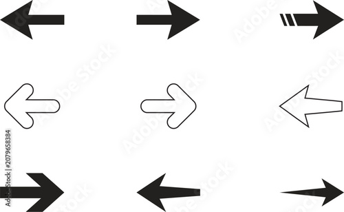 Photos Collection of black and white arrow icons pointing