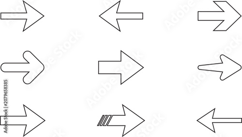 Fotografie Set of various arrow icons in different styles