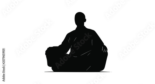 Serene man meditating in lotus position, peaceful yoga concept