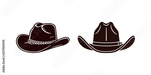 Tableau sur toile Traditional brown leather cowboy hat western apparel illustration