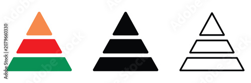 Photos Blank Pyramid Chart, three tier flat vector infographic template with editable l