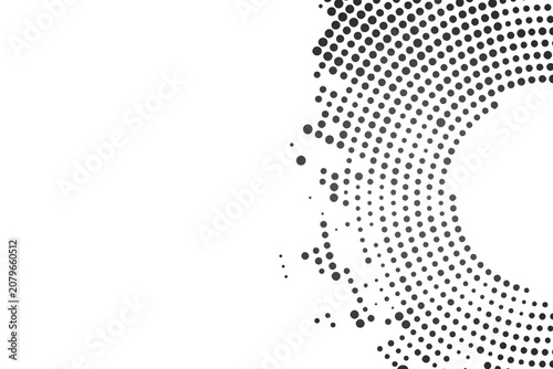 Abstract Black and White Halftone Dotted Circle Pattern Background with Copy Space for Tech and Design Projects