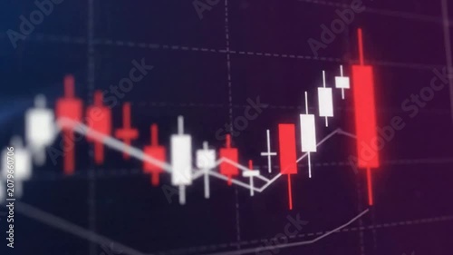 Financial market candlestick chart analysis: real-time stock trading data and volatility trends for investment and economic reporting