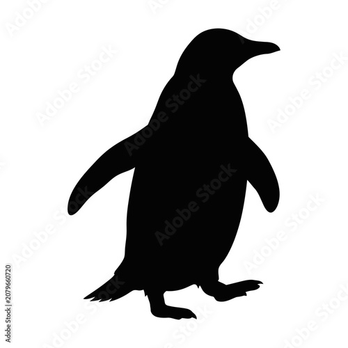Konstfotografi Black penguin silhouette, animal icon, wildlife symbol, graphic illustration iso