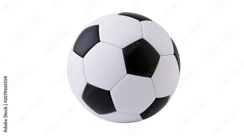 Naklejka premium Classic black and white soccer ball, isolated on transparent background